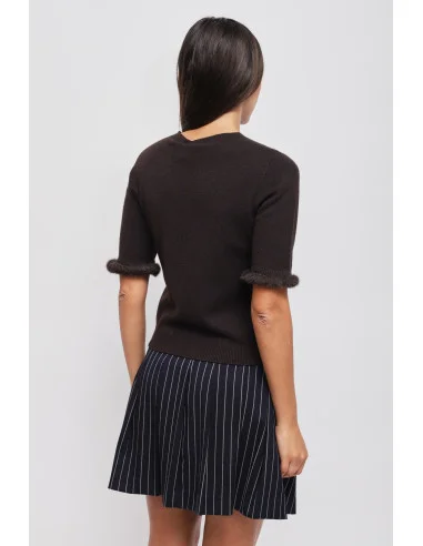 Maryley Short-Sleeved Sweater With Faux Fur Detail