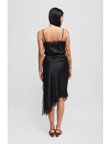 Satin Skirt With Asymmetric Bottom And Maryley Lace