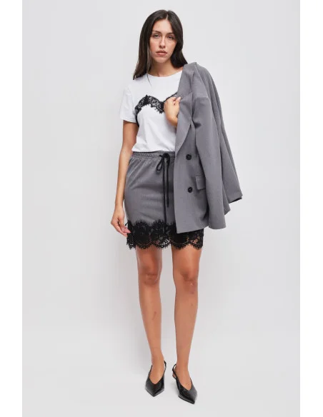 Minigonna Con Coulisse E Pizzo Maryley