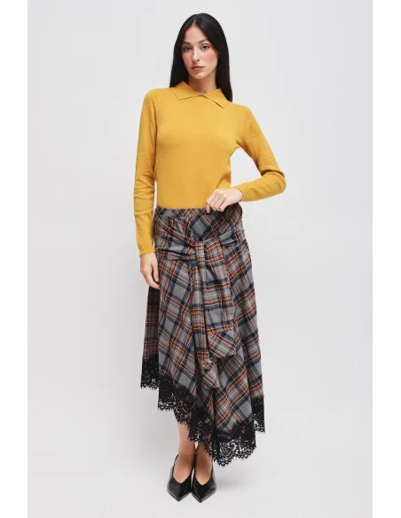 Check Skirt With Maryley Lace