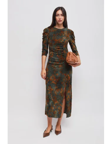 Maryley Patterned Velvet Long Dress