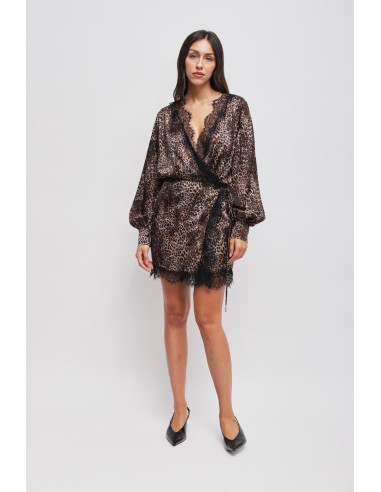 Maryley Viscose Leopard Wallet Dress