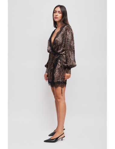 Maryley Viscose Leopard Wallet Dress