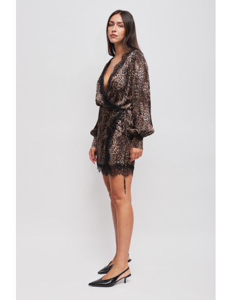 Maryley Viscose Leopard Wallet Dress