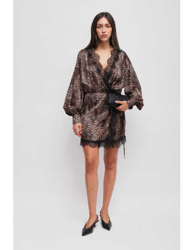 Maryley Viscose Leopard Wallet Dress