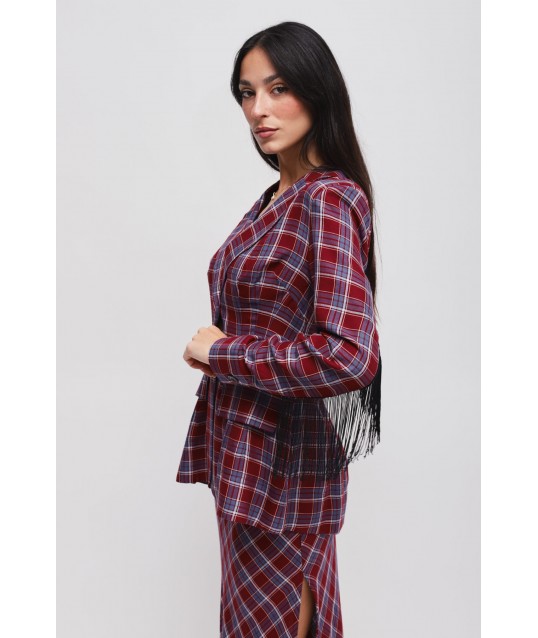 Maryley Fringed Check Jacket
