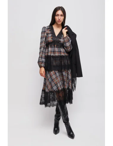 Blusa Check Con Dettagli In Pizzo Maryley