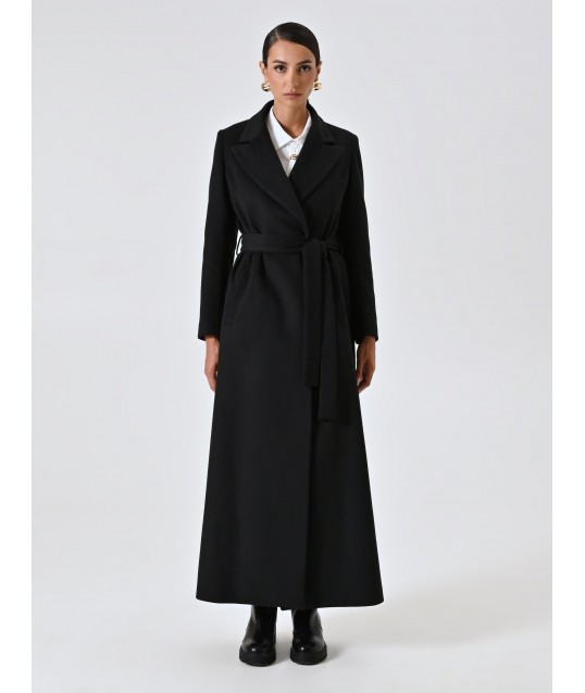 Cappotto Spolverino Extra Lungo In Velour Con Cintura Coordinata Rinascimento