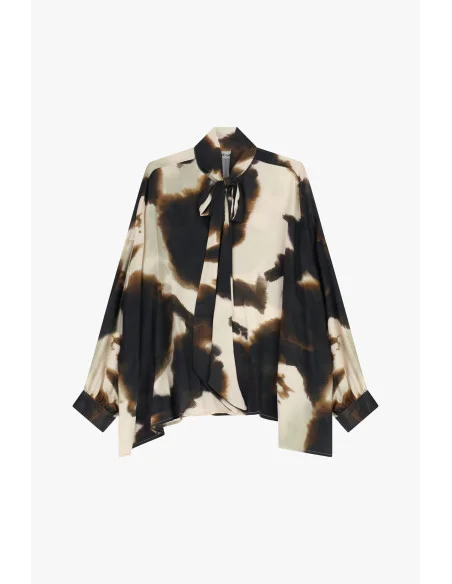 Blusa Stampa Astratta Con Fiocco E Maniche Lunghe Dixie