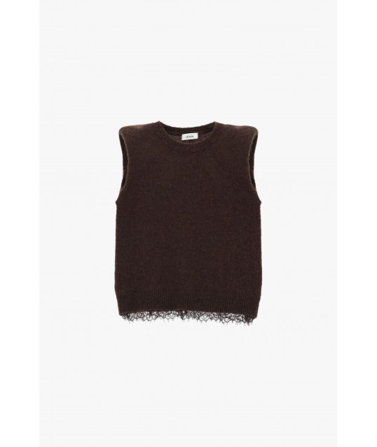 Sleeveless Vest With Lace Trim Dixie