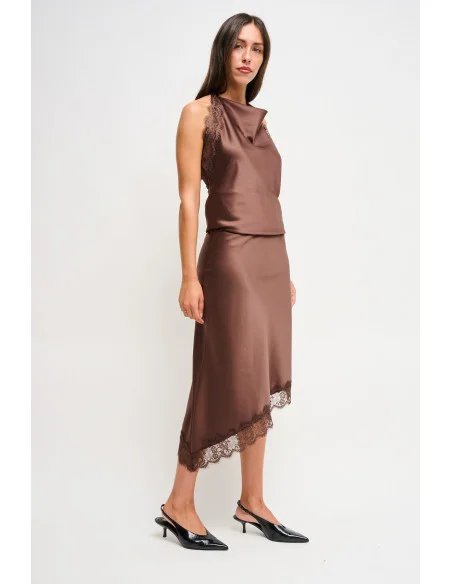 Satin Skirt With Lace Trim Maryley