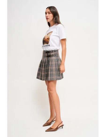 Pleated Check Skirt With Maryley Straps