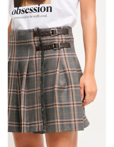 Pleated Check Skirt With Maryley Straps