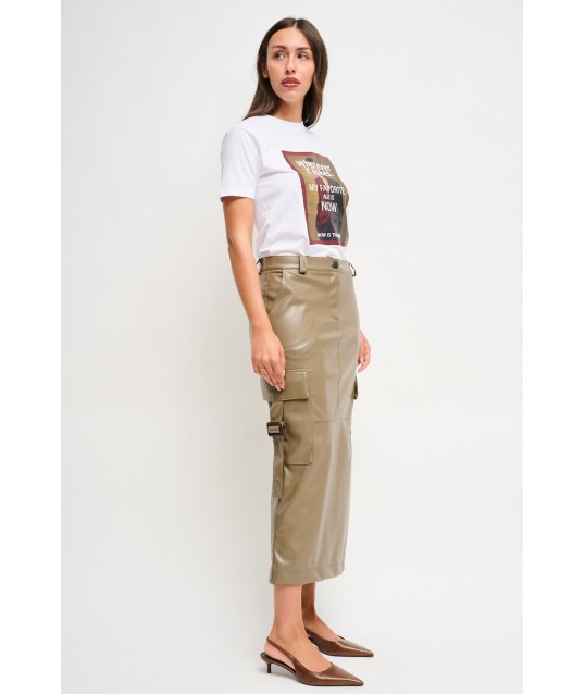 Maryley - Jupe cargo en faux cuir