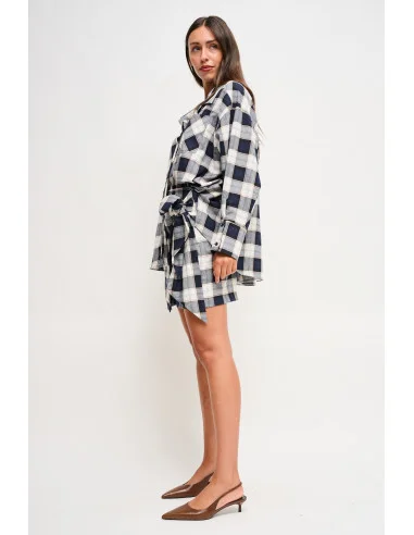 Maryley Cotton Pleated Check Skirt