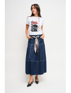 Denim Skirt With Sash Maryley