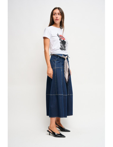 Denim Skirt With Sash Maryley