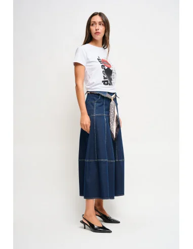 Denim Skirt With Sash Maryley