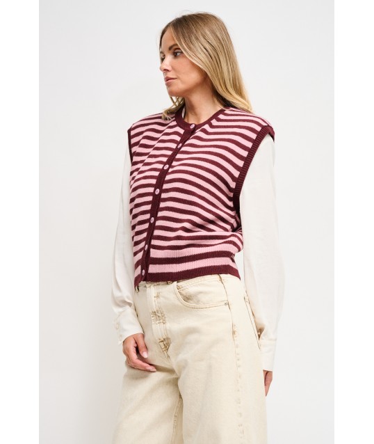 Gilet en maille rayée Maryley
