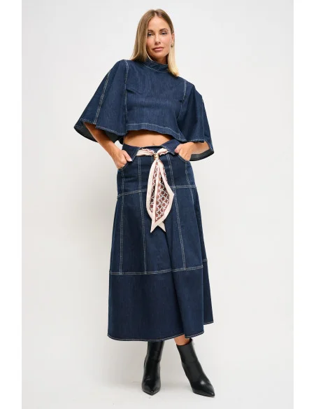 Denim Skirt With Sash Maryley