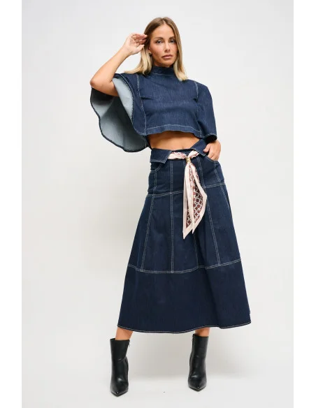 Denim Skirt With Sash Maryley