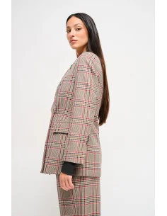 Maryley - Veste à carreaux à double boutonnage avec broche 2