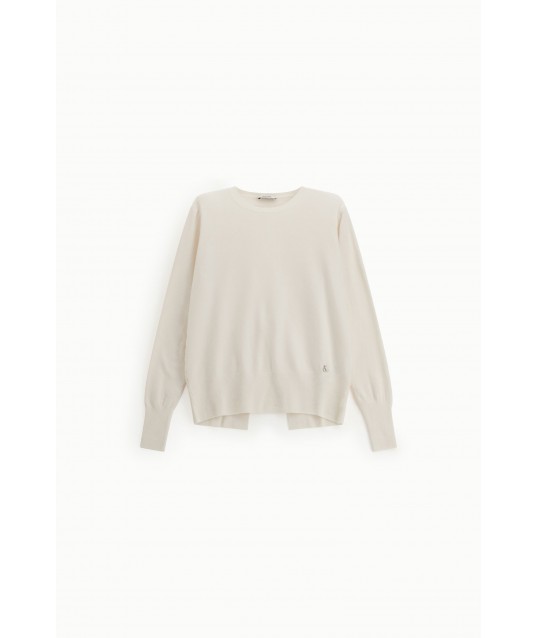 Crew Neck Sweater With Long Sleeves And Back Detail Dixie