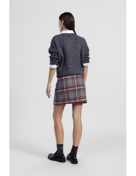 Short Straight-Cut Plaid Skirt Dixie