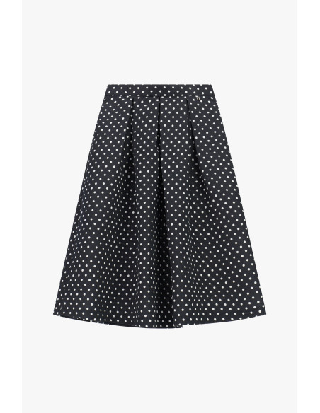 Jupe midi évasée à pois avec plis Dixie