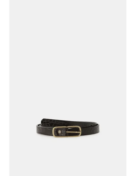 Cintura Sottile Con Fibbia Rettangolare Metallo Dixie