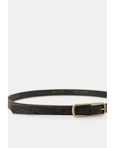 Cintura Sottile Con Fibbia Rettangolare Metallo Dixie