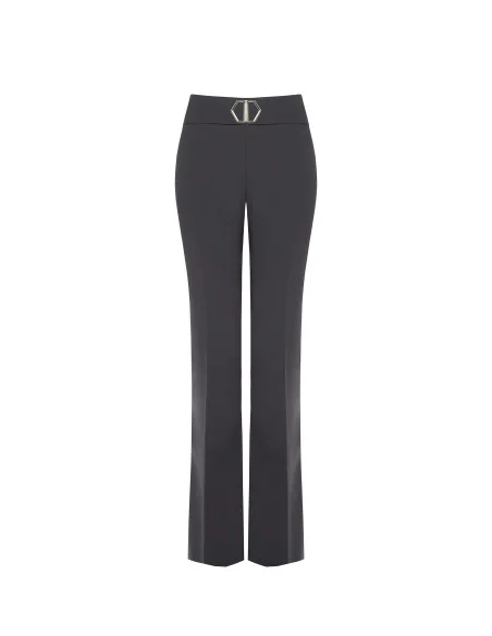 Technical Fabric Palazzo Trousers With Belt And Buckle Rinascimento