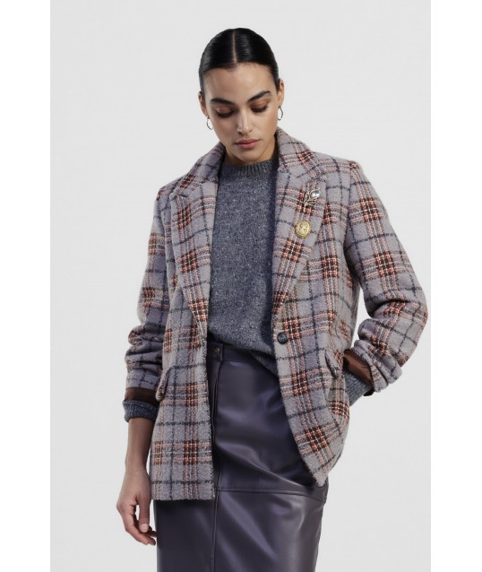 Checked Blazer With Lapels And Buttons Dixie