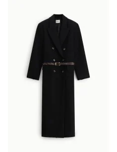 Long Double-Breasted Coat with Studded Belt Dixie