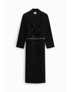 Dixie Long manteau à double boutonnage avec ceinture cloutée - Vest...