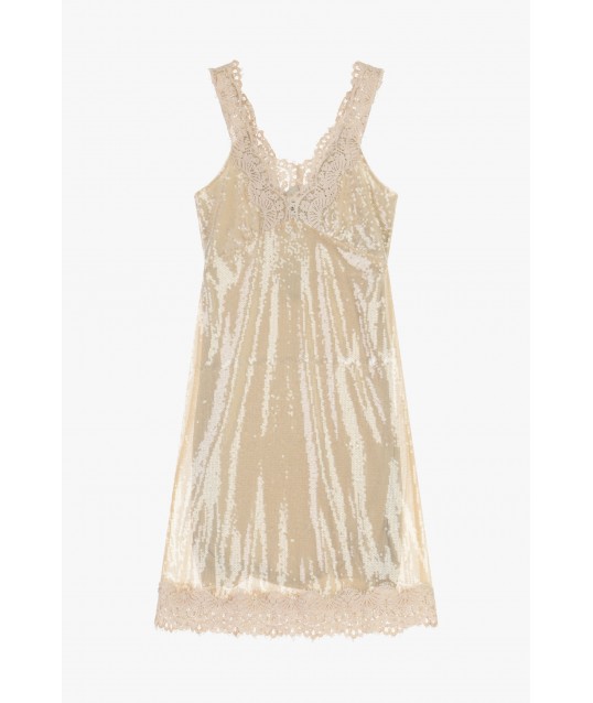 Short Dress With Sequins And Lace Trim Dixie