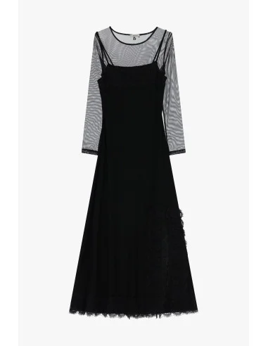 Robe longue avec empiècements en dentelle et manches transparentes Dixie
