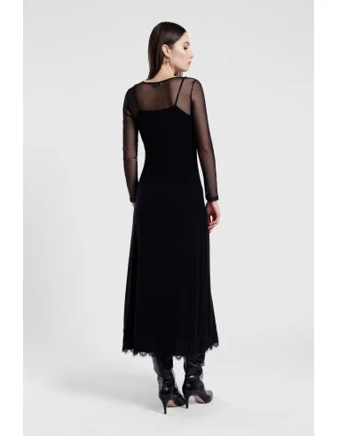 Robe longue avec empiècements en dentelle et manches transparentes Dixie