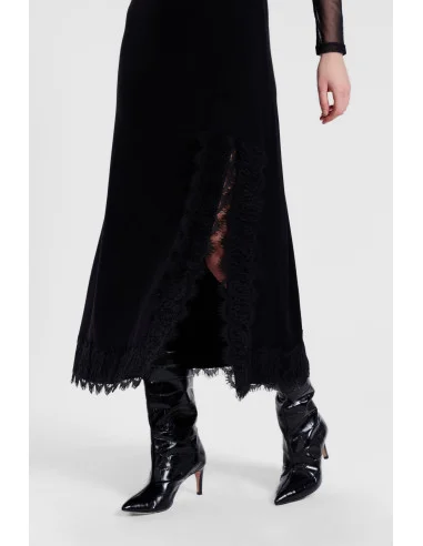 Robe longue avec empiècements en dentelle et manches transparentes Dixie