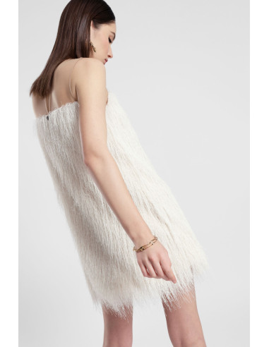 Robe courte avec empiècement transparent et franges Dixie - Vestiti...