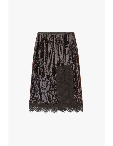 Gonna Midi Con Paillettes E Inserto In Pizzo Dixie