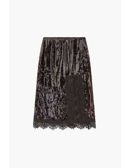 Midi Skirt with Sequins and Lace Insert Dixie