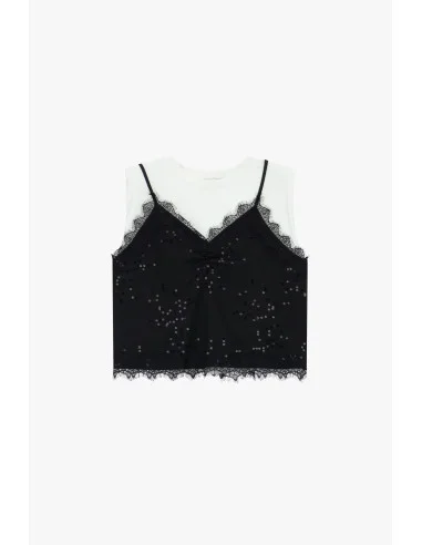 Double-Effect Top with Sequins and Lace Inserts Dixie