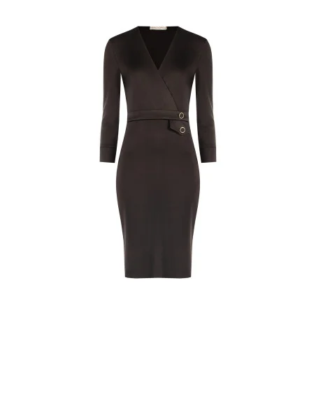 Robe fourreau en mélange de viscose avec décolleté croisé en V Rinascimento