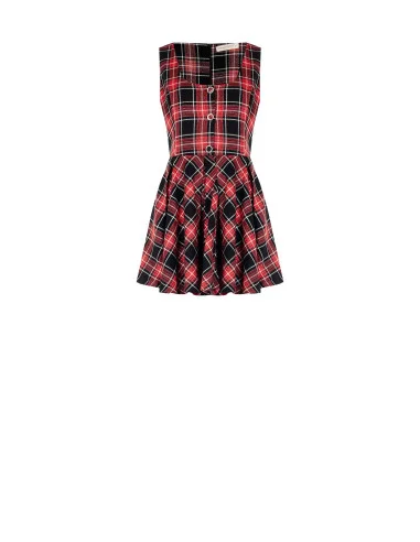 Robe courte évasée en tartan avec fil lurex à effet pailleté Rinascimento