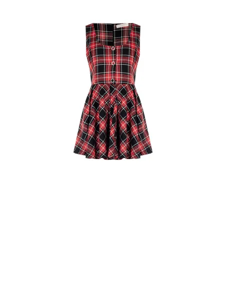 Abito Corto A Ruota In Tartan Con Filato In Lurex Effetto Glitter Rinascimento