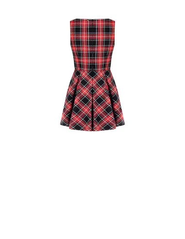 Robe courte évasée en tartan avec fil lurex à effet pailleté Rinascimento
