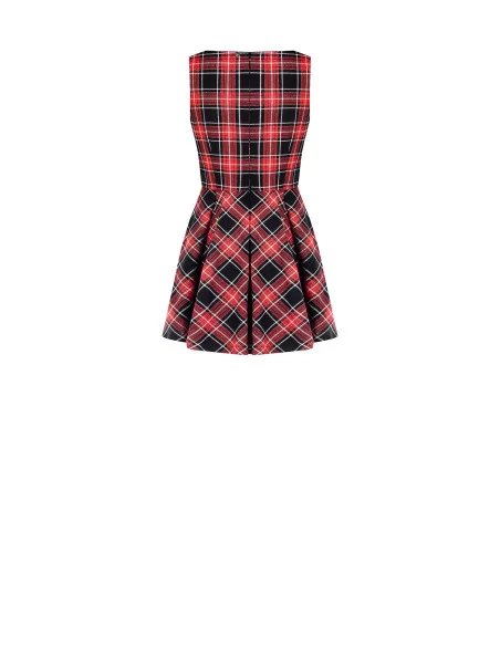 Abito Corto A Ruota In Tartan Con Filato In Lurex Effetto Glitter Rinascimento