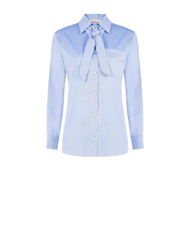Oversized Cotton Blouse with Tie and Chest Pocket Rinascimento