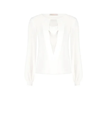 Fitted Georgette Blouse with Deep V-Neck Rinascimento